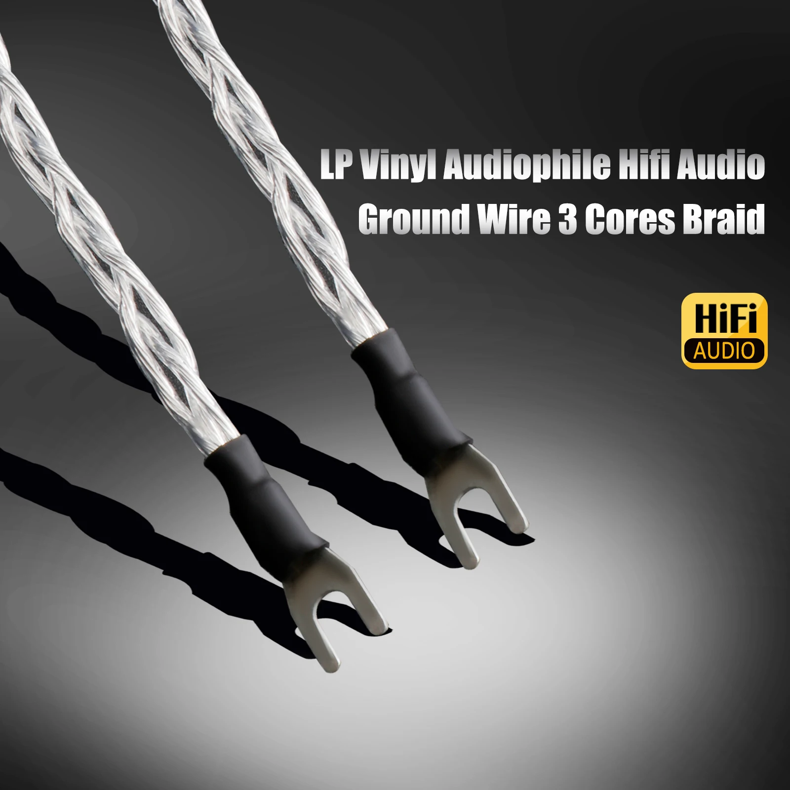 HiFi Audio CD Player ground wire 3 strands braided LP Vinyl Phono Signal Line Amplifier turntable ground wire with Y spade plug