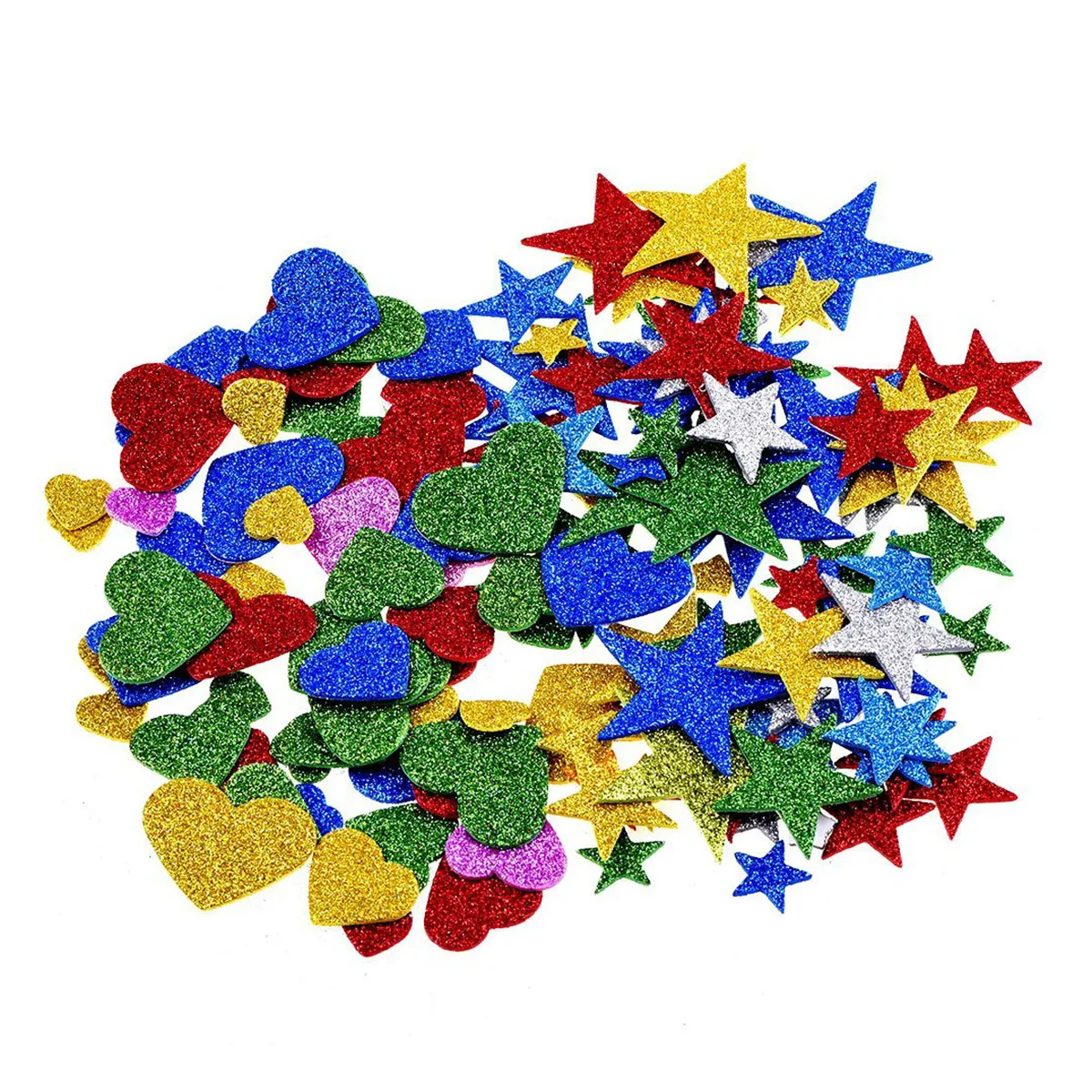2Pack Wall Sticker Glitter Star Heart Self Adhesive for DIY Scrapbook Kids Craft Classroom Decoration Glitter Stickers