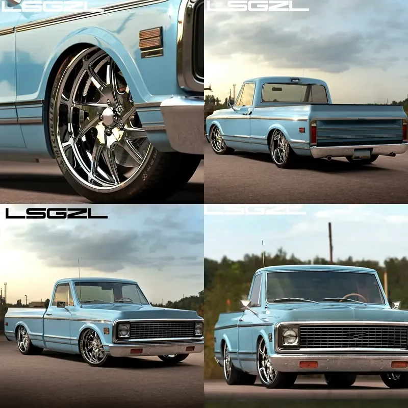 

i LSGZL 2 Piece Forged Alloy Wheel Rims for C10 Polish or Chrome Wheel 22x12 24x12 Lowerd Lifted Truck Custom