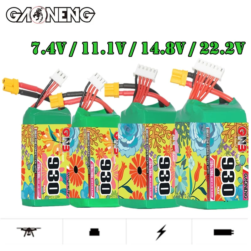 GNB 2S/3S/4S/6S 930mAh 120C/240C Akumulator Lipo do FPV Racing Drone RC Quadcopter Helikopter Części do zabawek z wtyczką XT30 Akumulator