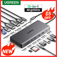 UGREEN USB C Docking Station 13 in 1 4K Triple Display Dual HDMI 10Gbps USB C HUB 100W PD SD/TF for MacBook Pro Air Dell XPS