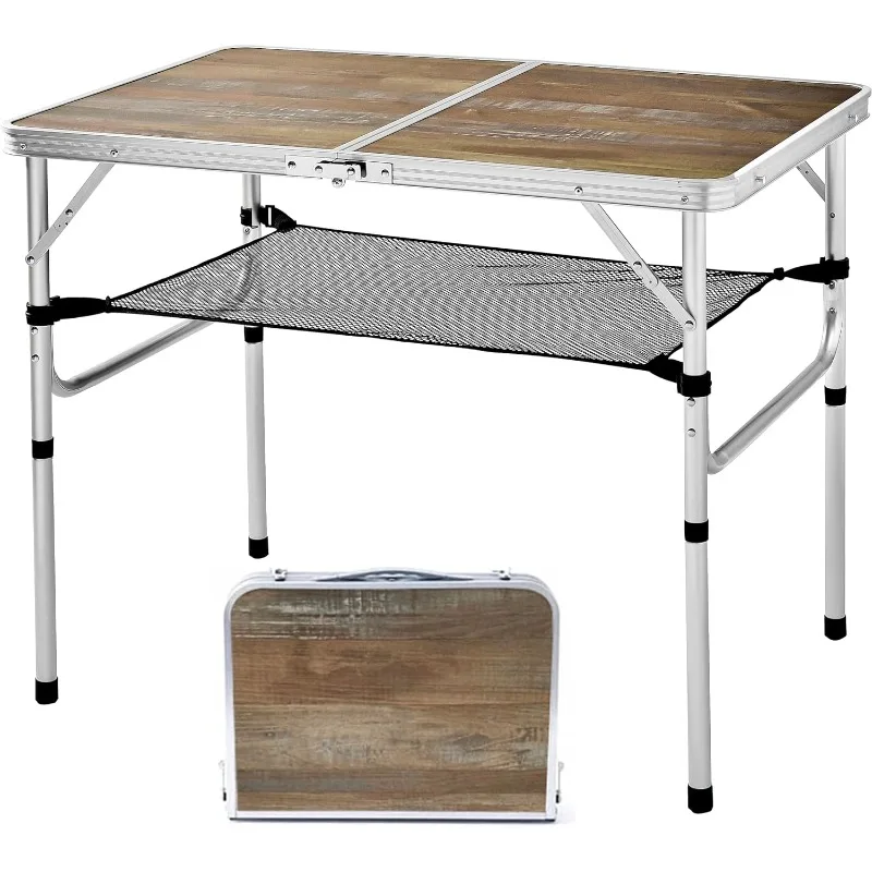 Aluminum Camp Table, Folding Desk Portable,Lightweight,Foldable with 2 Adjustable Height, Indoor Outdoor Table for Picnic