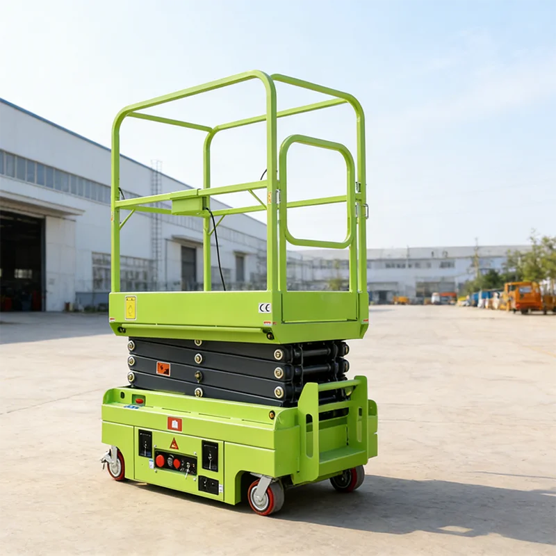 Self Propelled Scissor Lift Electric Aerial Work Platform with Extended Platform and 2 Workers Capacity