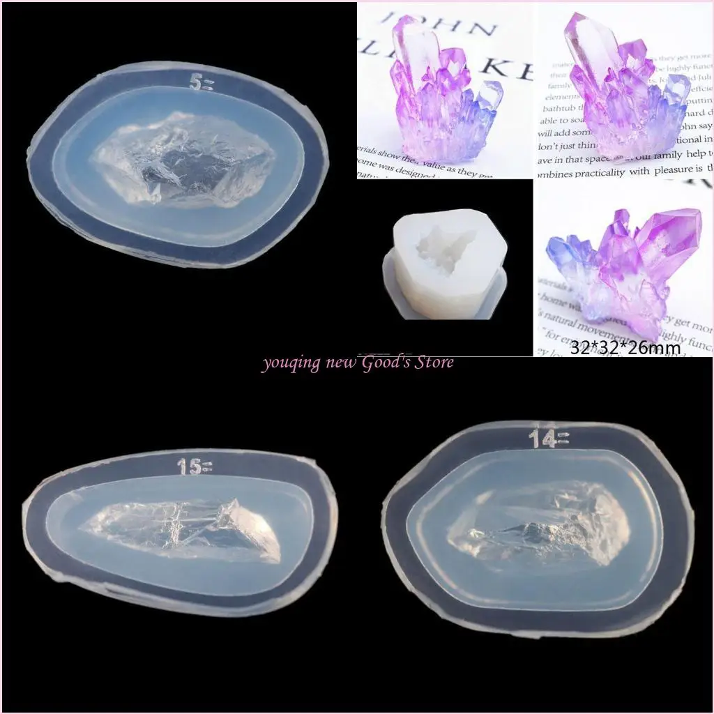 57QA Crystal Rock Cluster Geode Druzy Pendant Silicone Mold Resin Jewelry