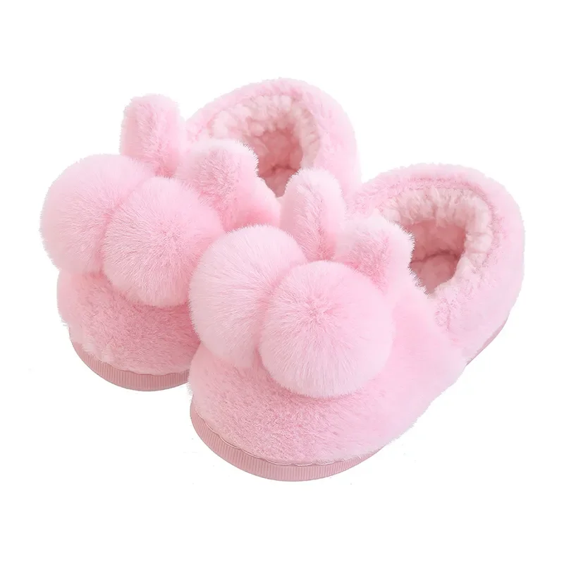 Winter Kids Cotton Slippers 2022 New Baby Toddler Indoor Shoes Cute Cartoon Rabbit Child Home Slippers Boys Girls Fur Pantuflas