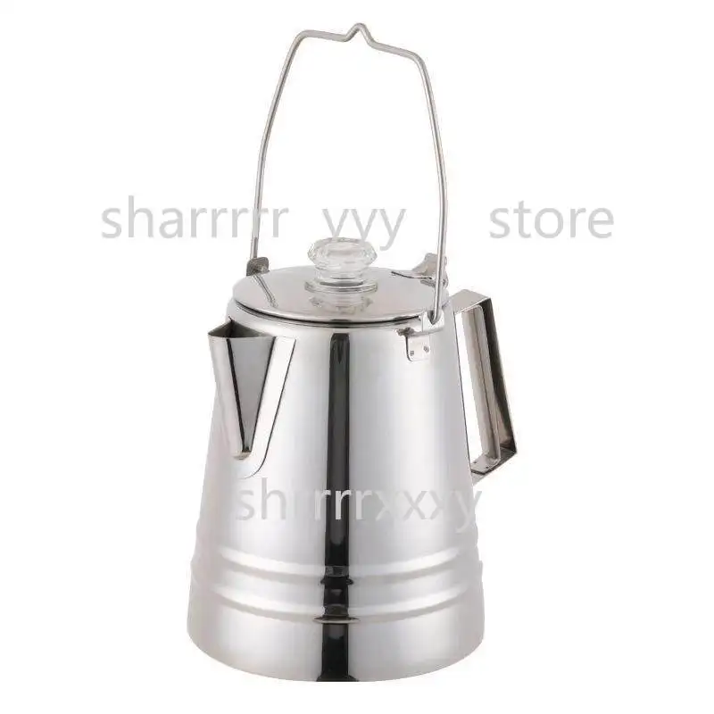 Outdoor Camping Stainless Steel Coffee Maker, Siphon Vacuum Pot for Boiling Brewing, Portable Percolator with Heat Handle