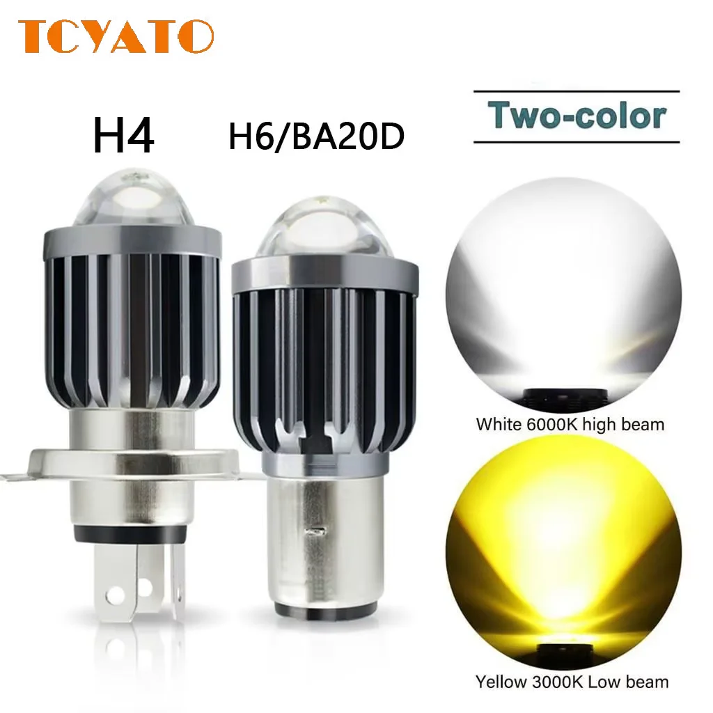 1PCS 10000LM H4 LED Motorcycle Headlight H6 BA20D P15D Led CSP Lens White Yellow Hi Lo Beam Motorbike Scooter Running Light