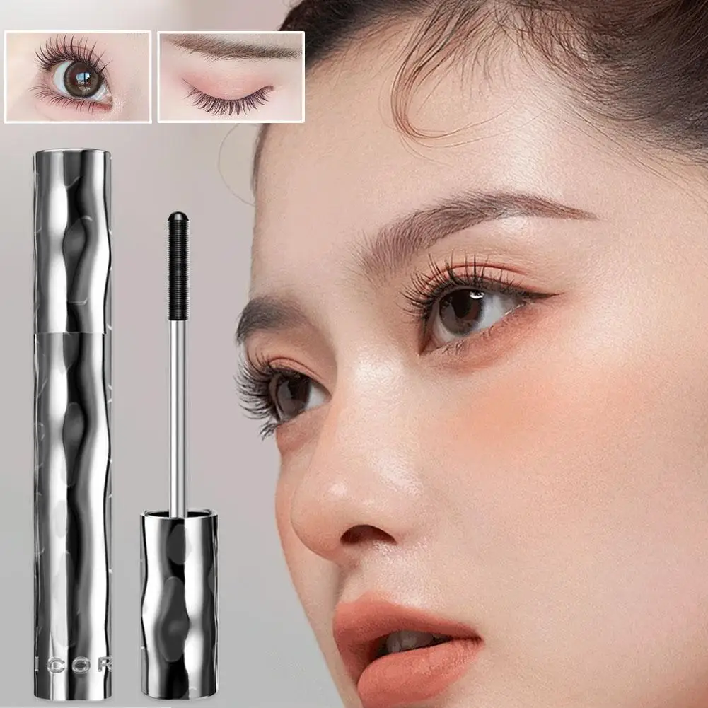 Metal Iron Lashes Mascara Waterproof Silk Fiber Mascara Black Long Curling Eyelash Extensions Non-clumping Eyes Makeup Cosmetics