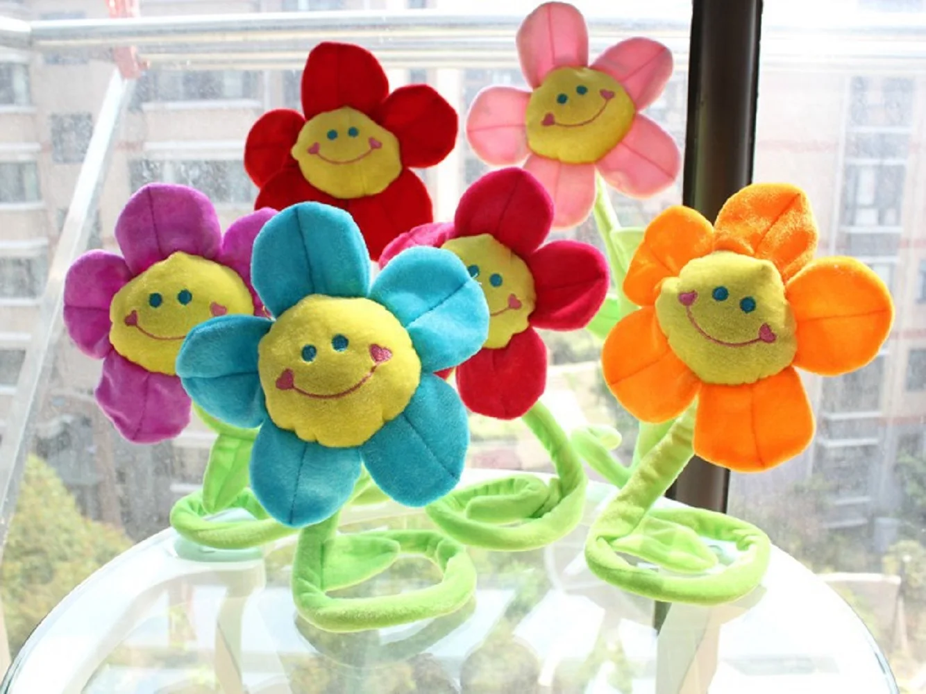 beautiful sunflower toy muticolour flowers lovely plush flowers 10pieces/lot about 40cm