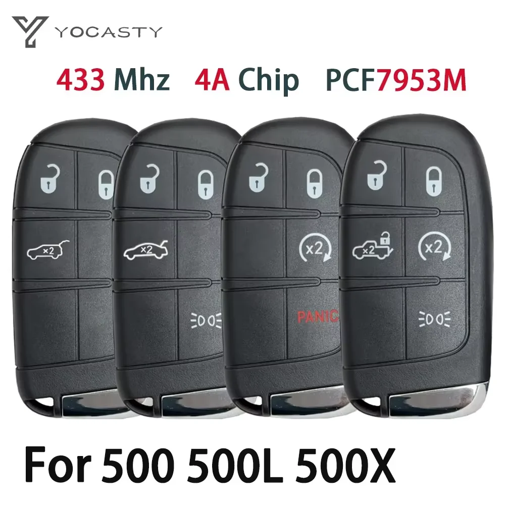 YOCASTY Smart Remote Car Key Fob 4A Chip For Fiat 500 500L 500X 2016-2019 433MHz  3/4/5 Buttons SIP22 M3N-40821302