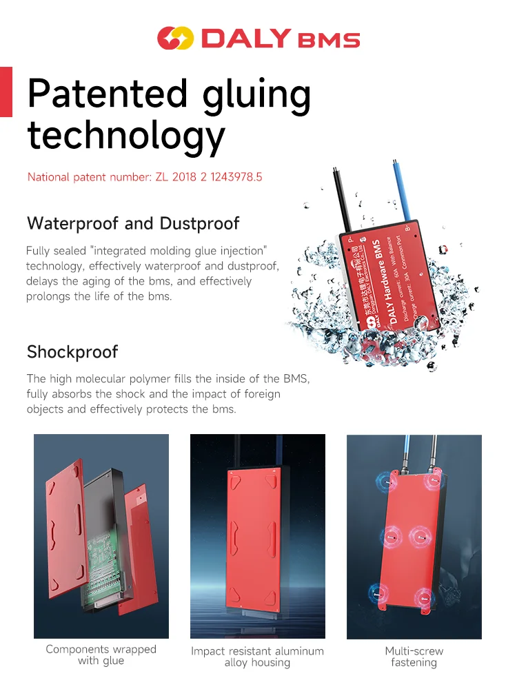 DALY Hardware BMS18650 8S 24V 10S 36V 16S 48V 20A 40A 50A batería de iones de litio protección de corte de baja temperatura Ebike Escooter