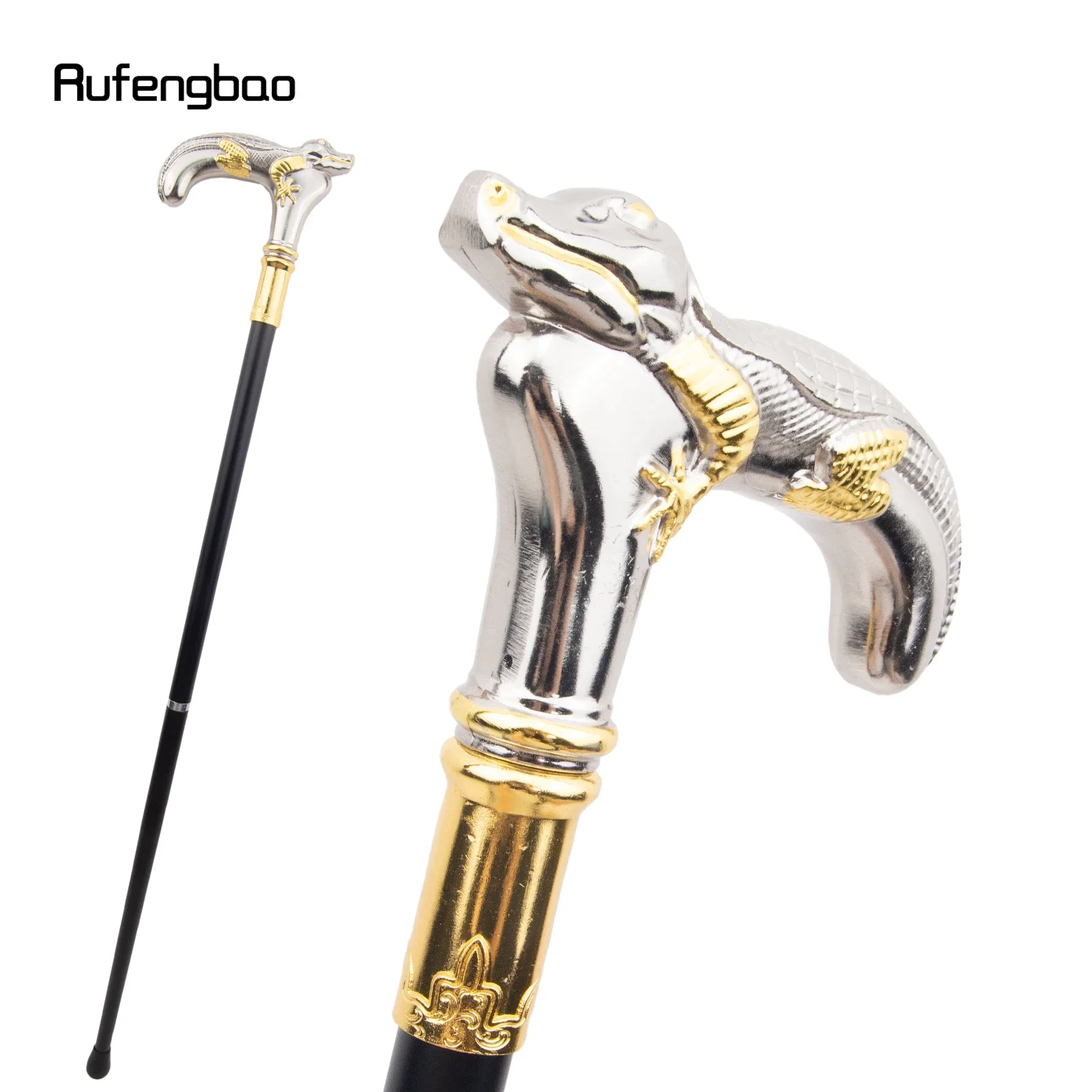 Gouden Witte Hagedis Walking Cane Mode Decoratieve Wandelstok Gentleman Elegante Cosplay Cane Knobbel Crosier 89Cm