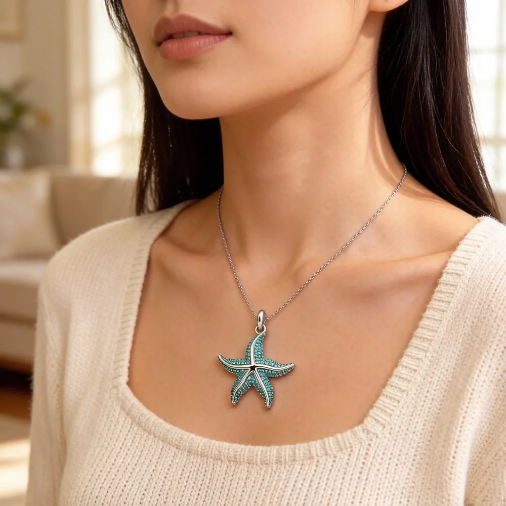 Pendant Blue Oceanstar Fine Jewelry Deep Sea Europe Accessories 925 Sterling Silver Gift For Women Men