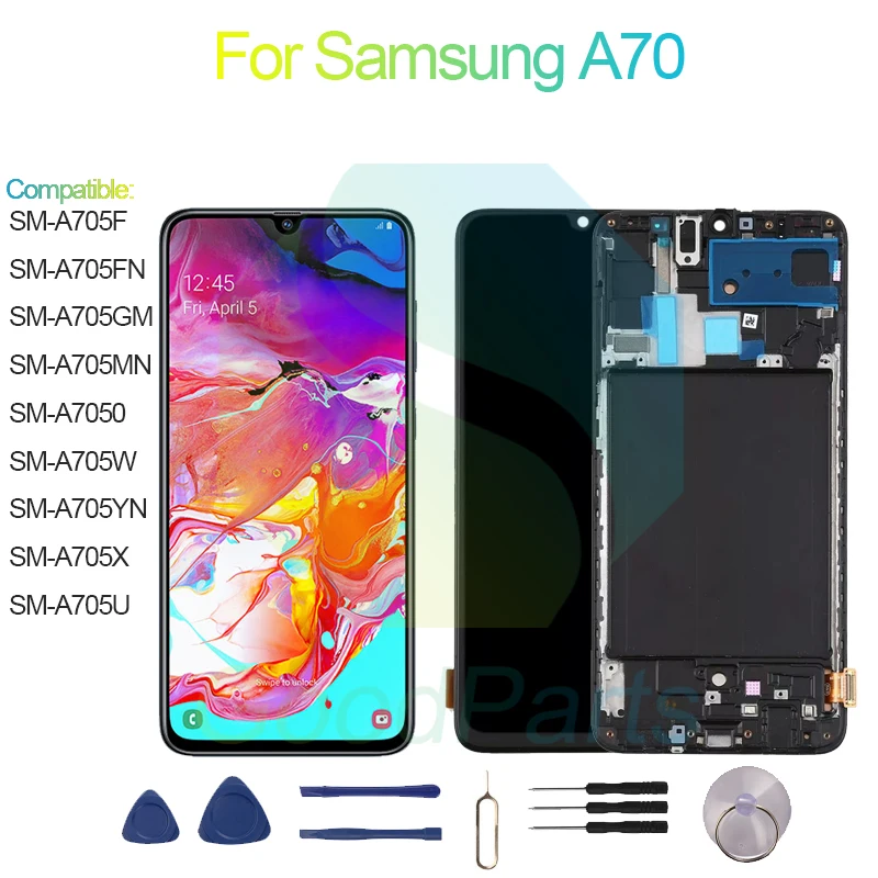 

Для Samsung A70 Замена экрана 2400*1080 SM-A705F/YN/FN/GM/MN/O/W/X/U A70 ЖК-дисплей с сенсорным дигитайзером