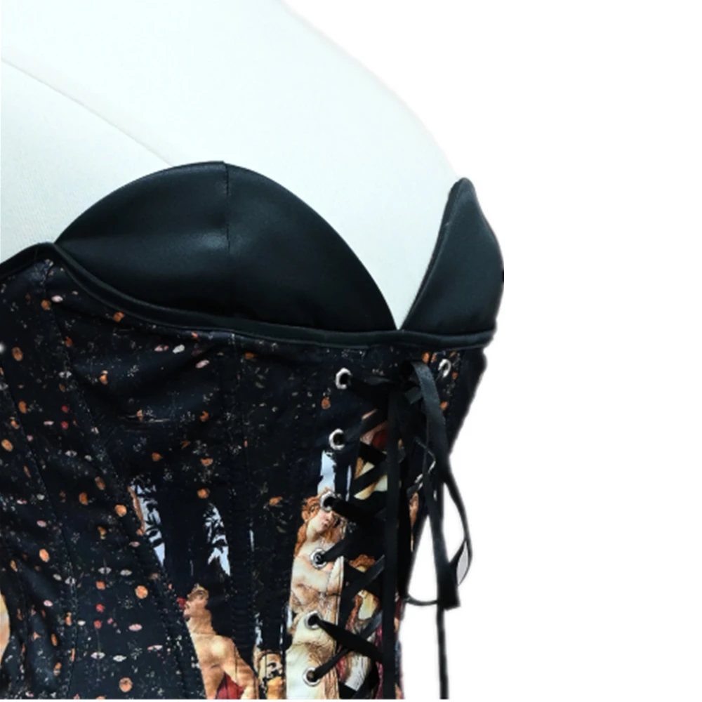 

Sexy Printed Strapless Fishbone Tops Women Fashion Waist Cinching Sleeveless Off-shoulder Slim Corset Lady Party Cropped Vest