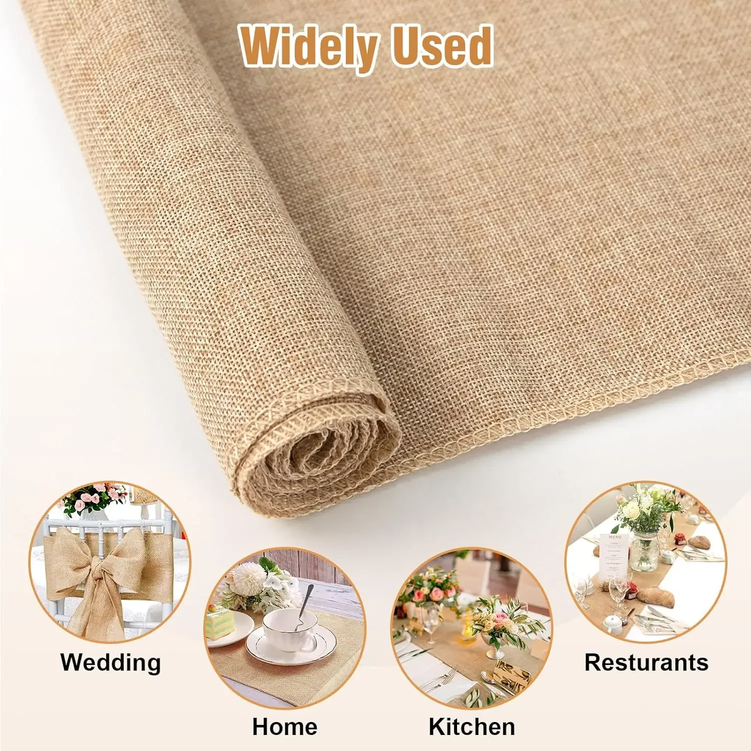 30cm Width 10M Jute Linen Vintage Natural Table Runner Burlap Rustic Khaki Wedding Dining Table Runner Decoration