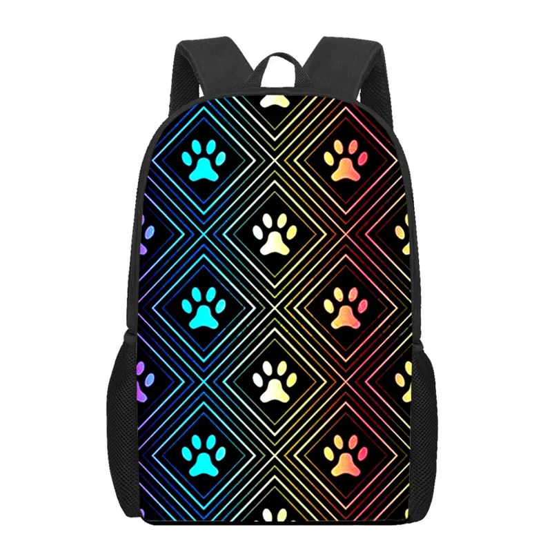 Funny Dog Footprint Paw Print Backpack for Boys Girls Kids Book Bag Teenager Casual Shoulder Bags Woman Men Storage Rucksack