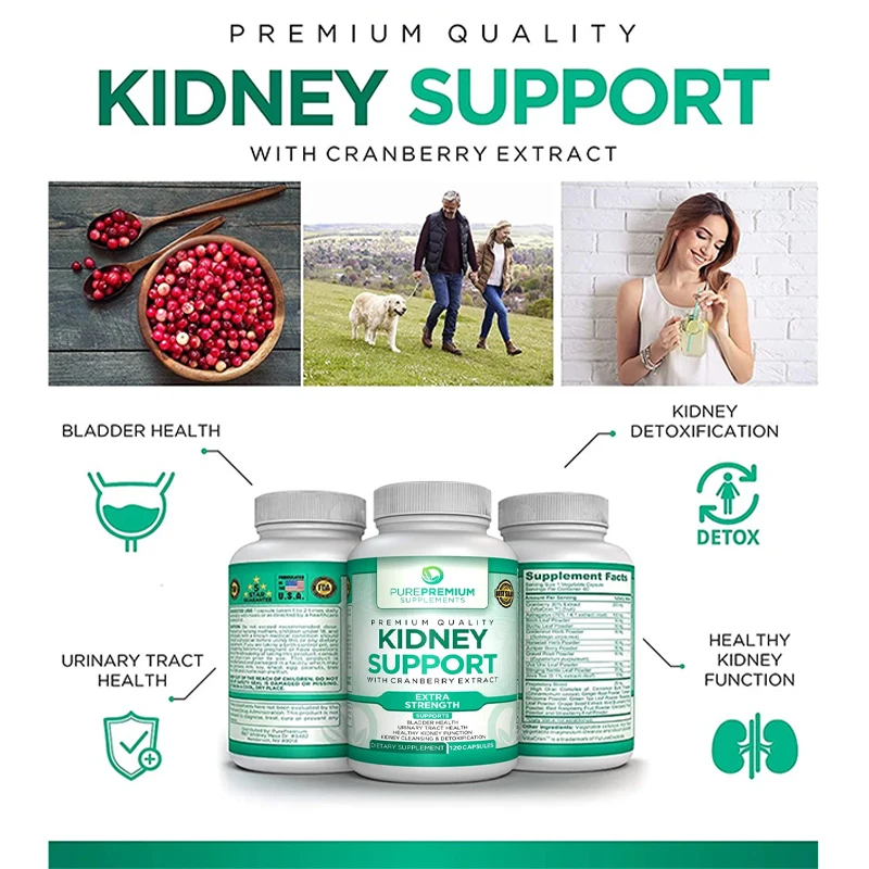 PurePremium Kidney Support Supplement for Urinary Tract and Bladder Health - Cranberry Extract, Astragalus and Uva Ursi