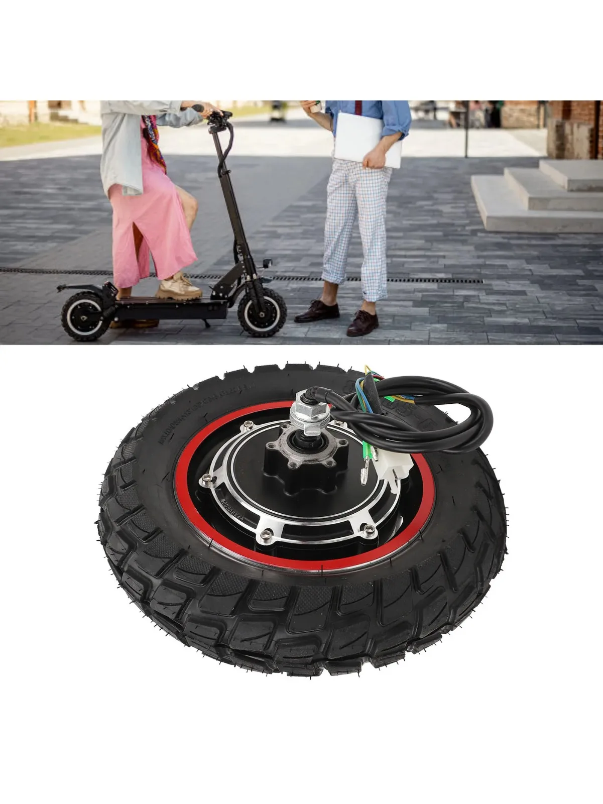 Moteur de moyeu électrique haute vitesse, capacité de charge de 187,4 lb, 250 à 1000 tr/min, moteur de moyeu de 10 pouces 48V 800W antidérapant pour Scooter électrique