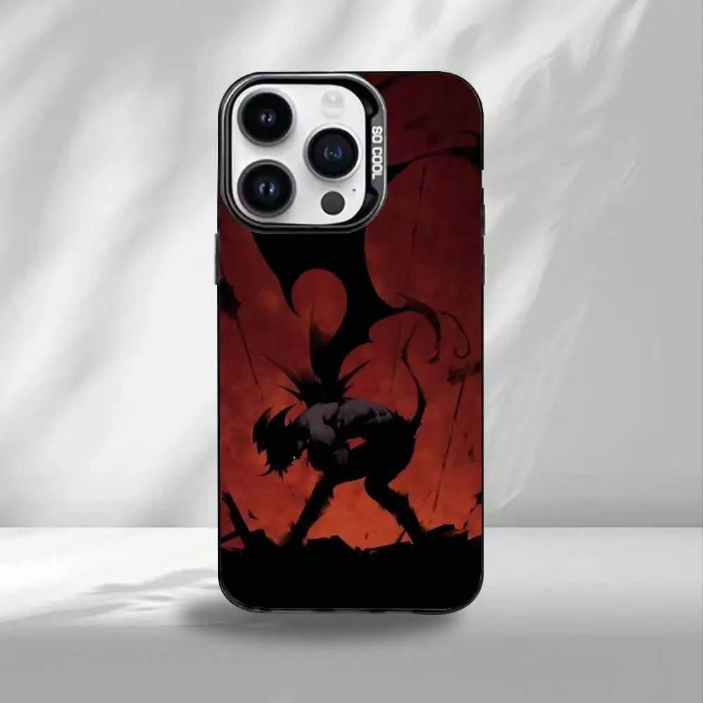 Funda de teléfono Devilman Crybaby para iPhone17,16,15,14,13,12,11 Plus,Pro Max, cubierta interior chapada en plata de color negro
