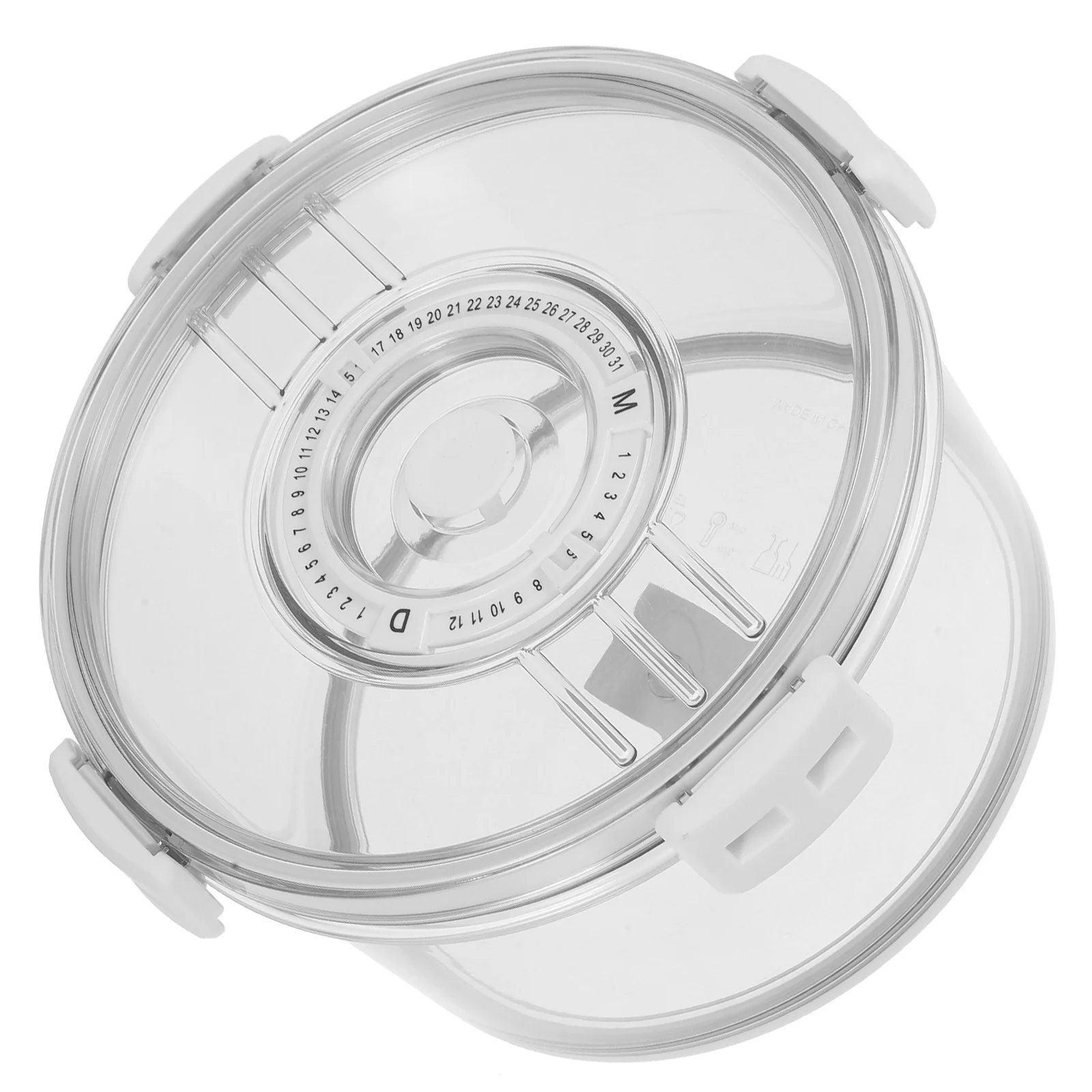 

Round Fresh Keeping Box with 4-Sided Lock Seal Timer Lid for Fridge Freezer Food Storage Vegetable Fruit Container Organizer