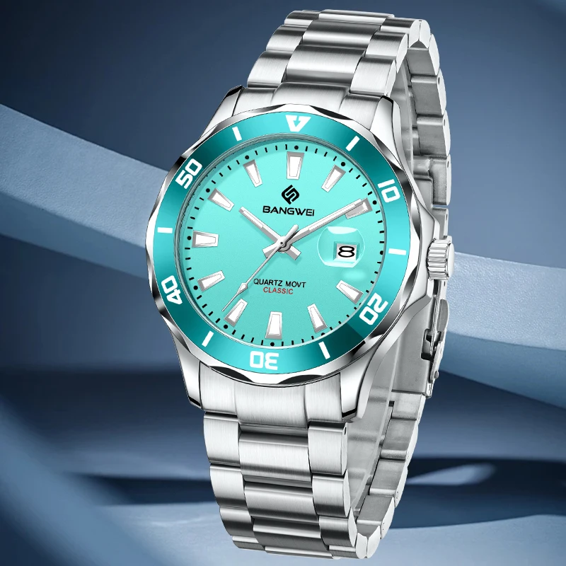 BANGWEI Top Brand Luxury Watches Male Fashion Business Classic Date Clock Simple Casual Waterproof Luminous Quartz Man Watch+Box