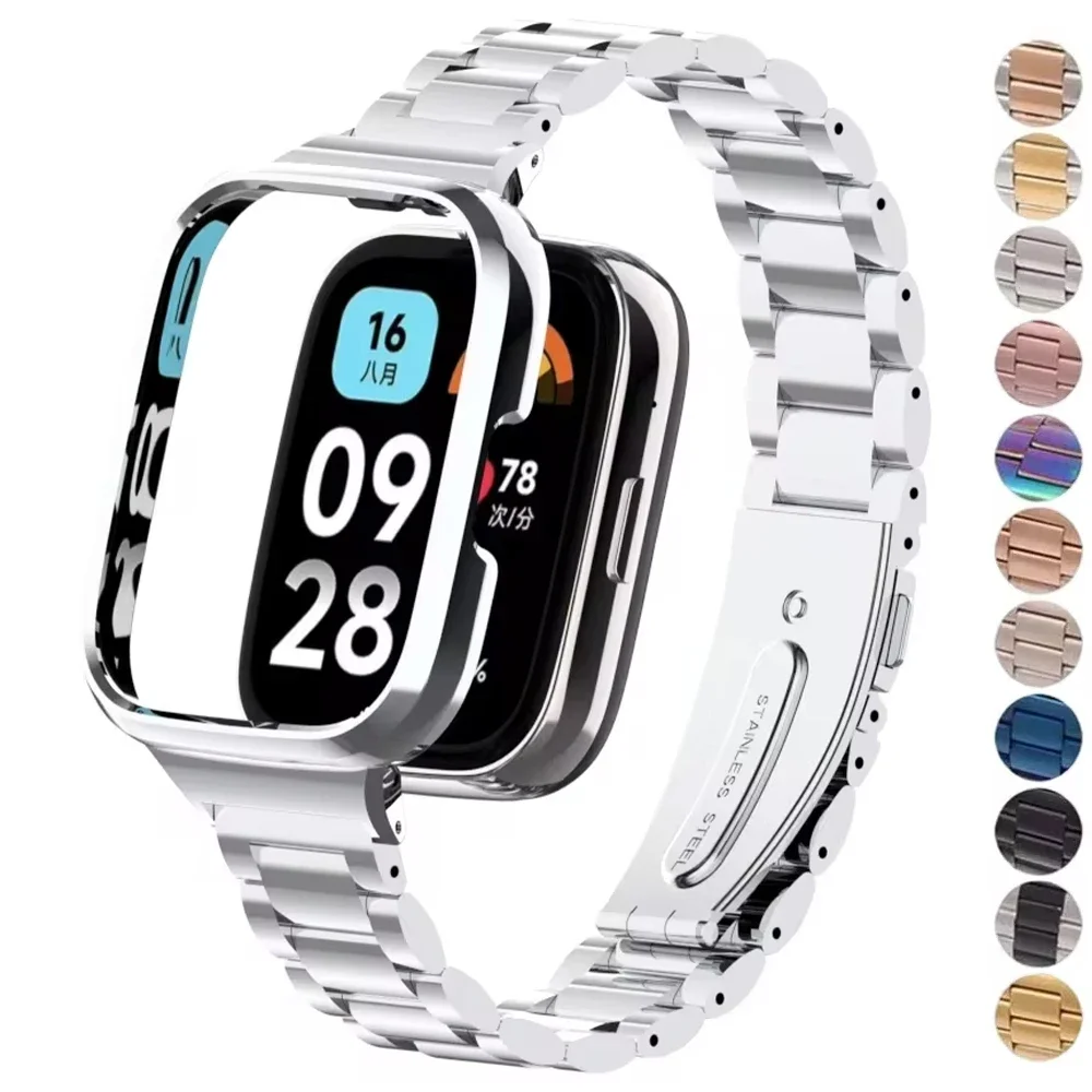 

Ремешок из нержавеющей стали для Redmi Watch 3, активные умные часы, браслет с магнитной петлей, металлический чехол, протектор Mi Watch lite, ремешок для часов