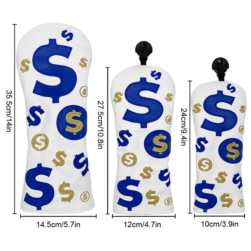 Golf Simplicity Embroidery Pattern Driver Head Covers Fairway Wood Head Covers Hybrid Head Covers Pu Leather Golf Accessories