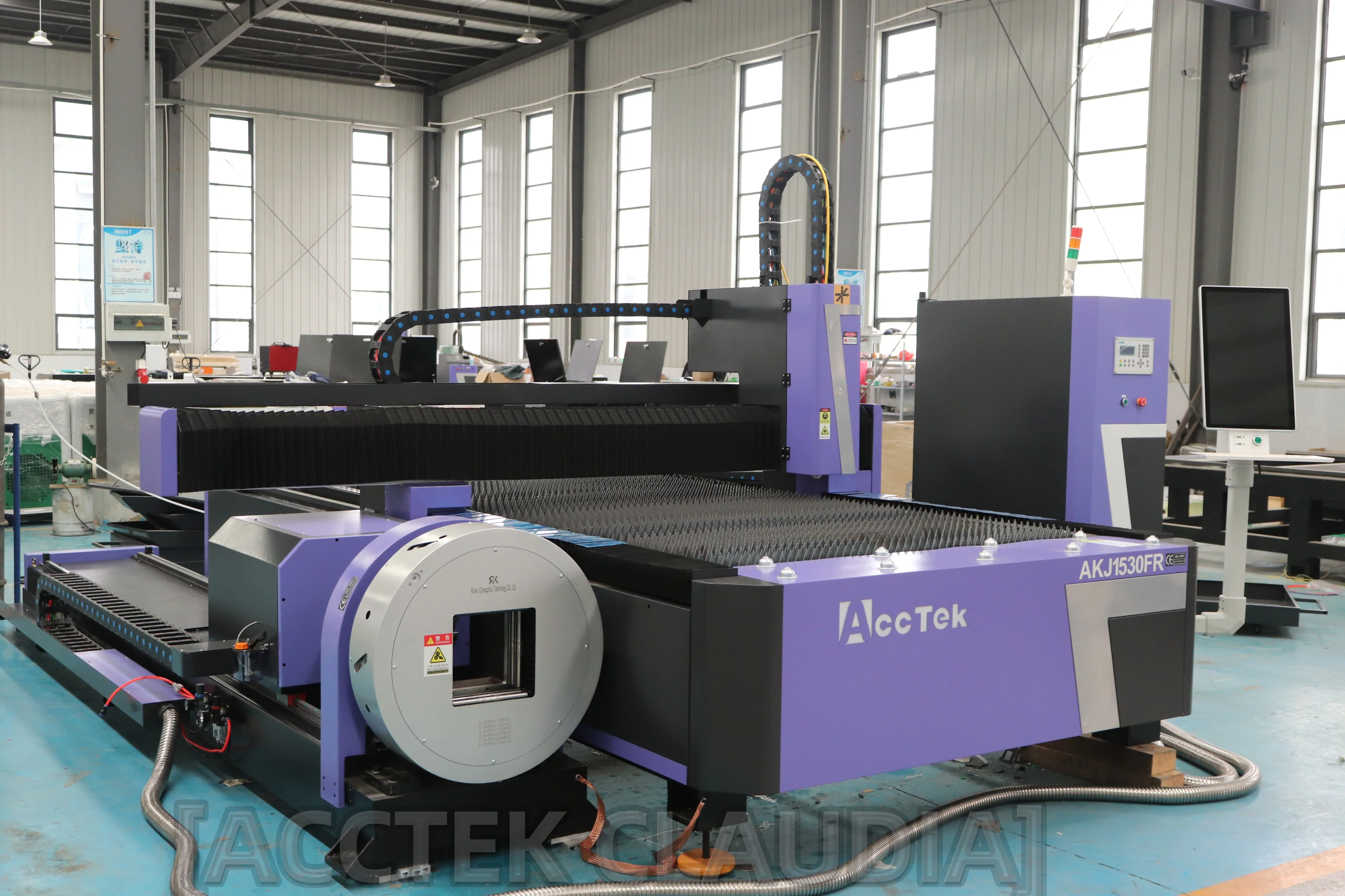 Rotary Axis Fiber Laser Cutting Machine 1-12KW Optional for Round Pipe Square Pipe T Shape L Shape Tube Stainless Steel Plates