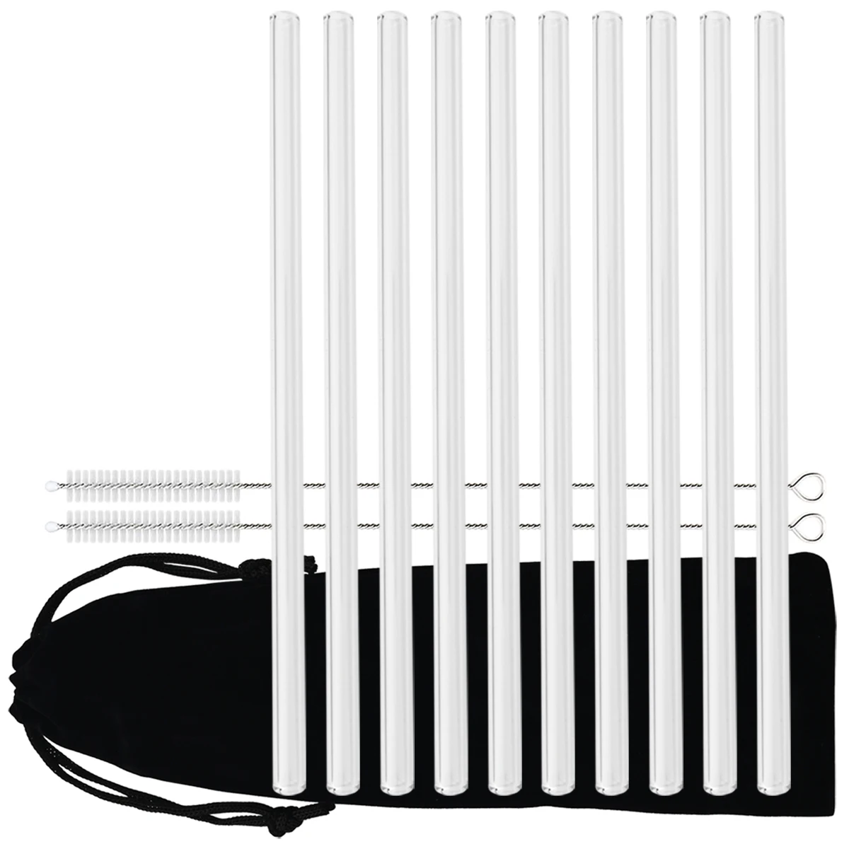 

Набор из 13 многоразовых соломинок, 200x8 мм, прозрачные стеклянные соломинки для коктейлей и напитков, подходят для вечеринок, свадеб, фестивалей, в качестве подарка