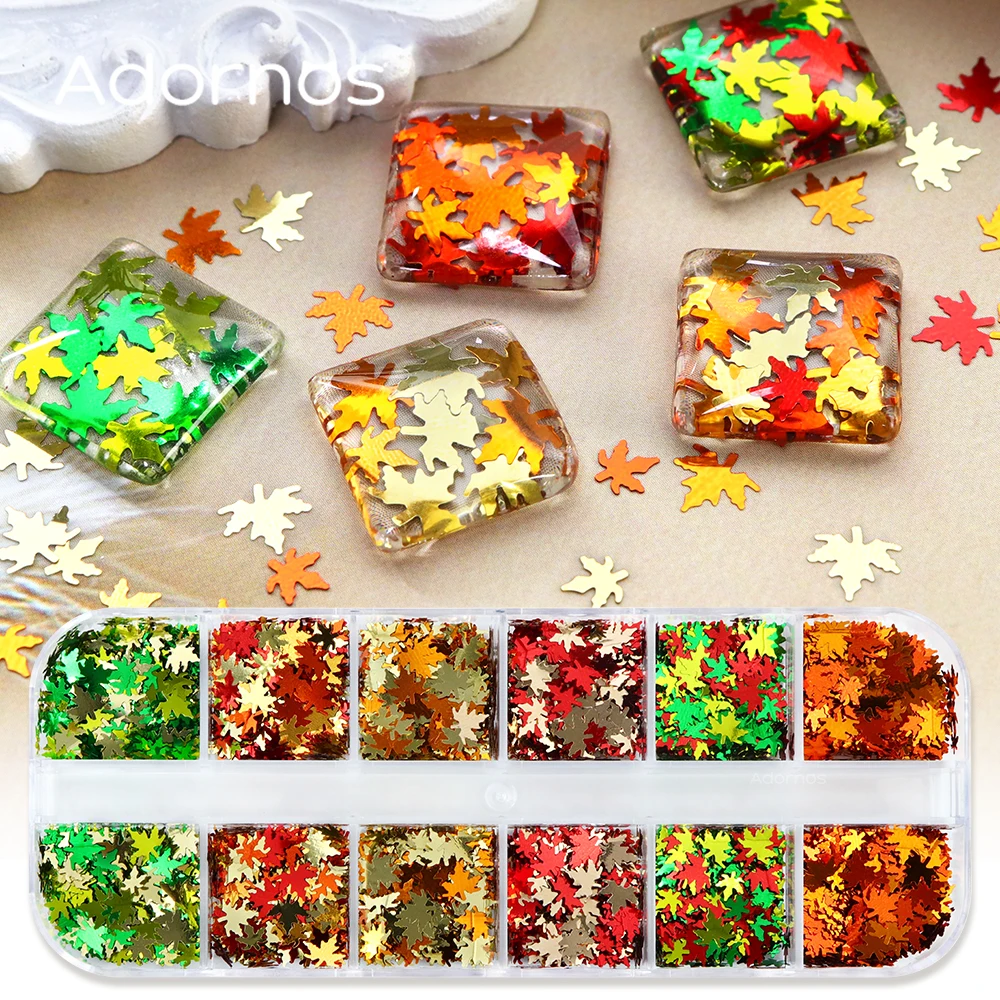 Gemischte Ahornblatt Pailletten Glitzer für Epoxidharz Füllung glänzende Herbst blätter Pailletten Herbst Silikon form Füllstoffe DIY Handwerk