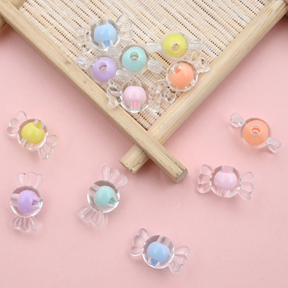 15x8mm Clear Candy shaped Acrylic Beads Cute Loose Spacer Beads For Jewelry Making DIY  Kids Bracelet Necklace Craft Accessories view 6