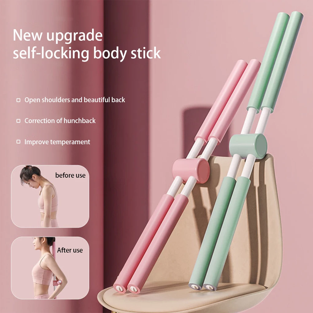 Children Adults Yoga Training Stick Stretching Open Shoulder Beauty Sticks Back Bodybuilding Posture Professional Blue