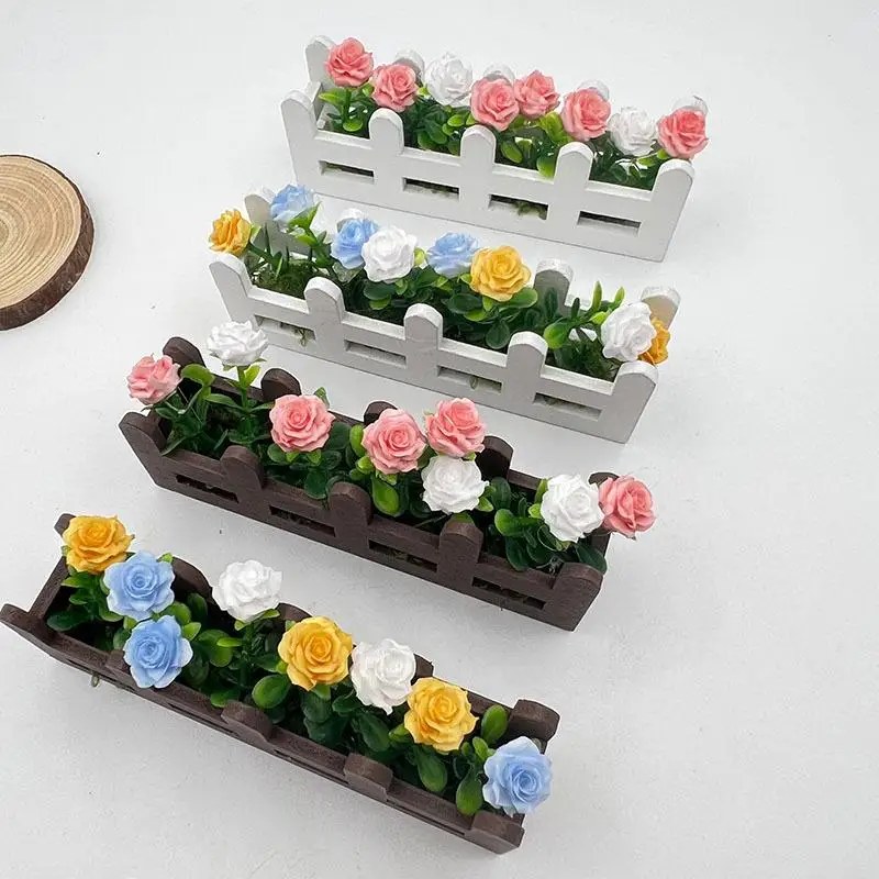 【S】1 Stück künstliche Rosenblumen als Ornament für den Garten, lebensechte künstliche Blumen, Miniatur-Topfpflanzen, Dekoration