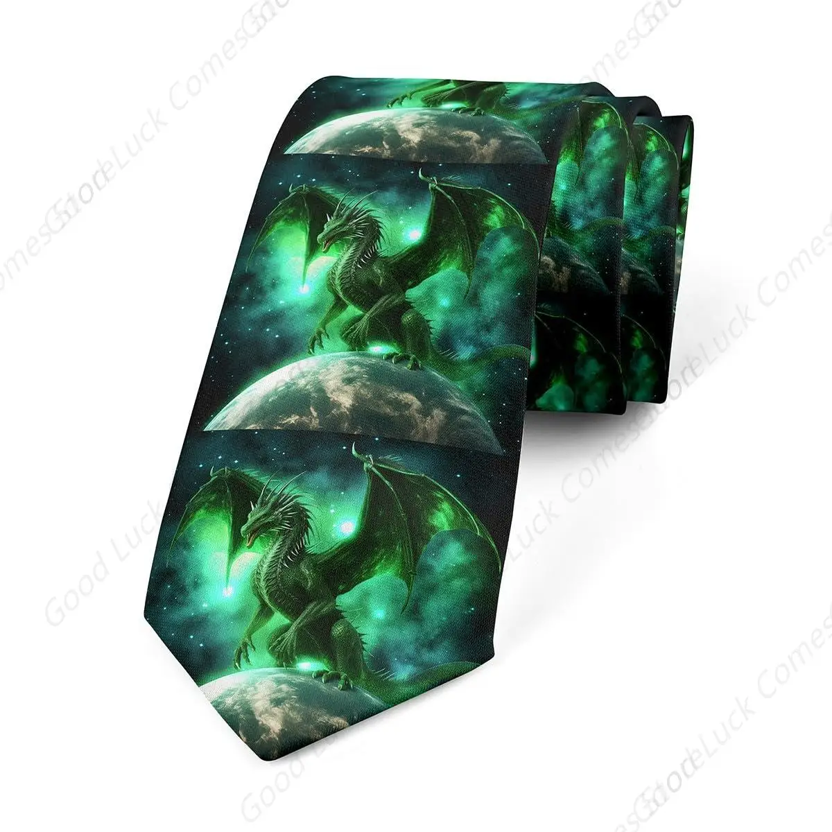 

Dragon Ties For Men Light Shiny Earth Tie, Galaxy Sharp Green Black Neckties For Men, Glitter Stars For Weddings Groom Groomsmen