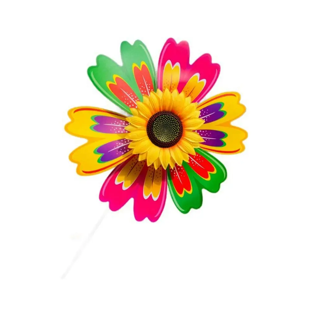 Mulino a vento girasole multistile Liucai punto d'onda palo in PVC in piedi prato fiore girandola diametro 36 cm girasole rotante