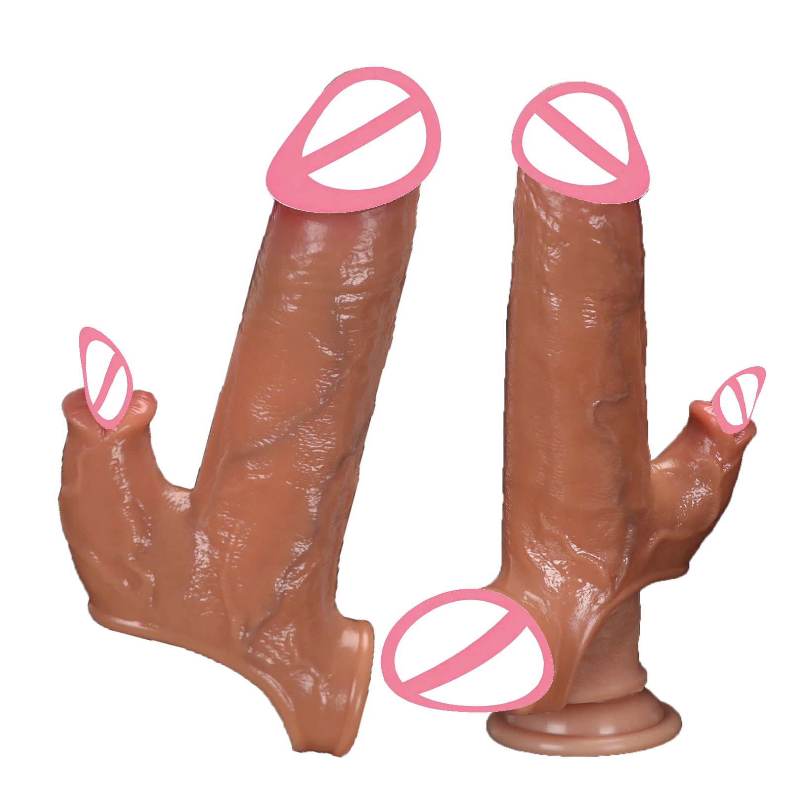 Realistic Penis Sleeve Male Hollow Telescopic Vibrating Sleeve Female Stimulator Massager Penis Vibrator For Women Adult Sex Toy