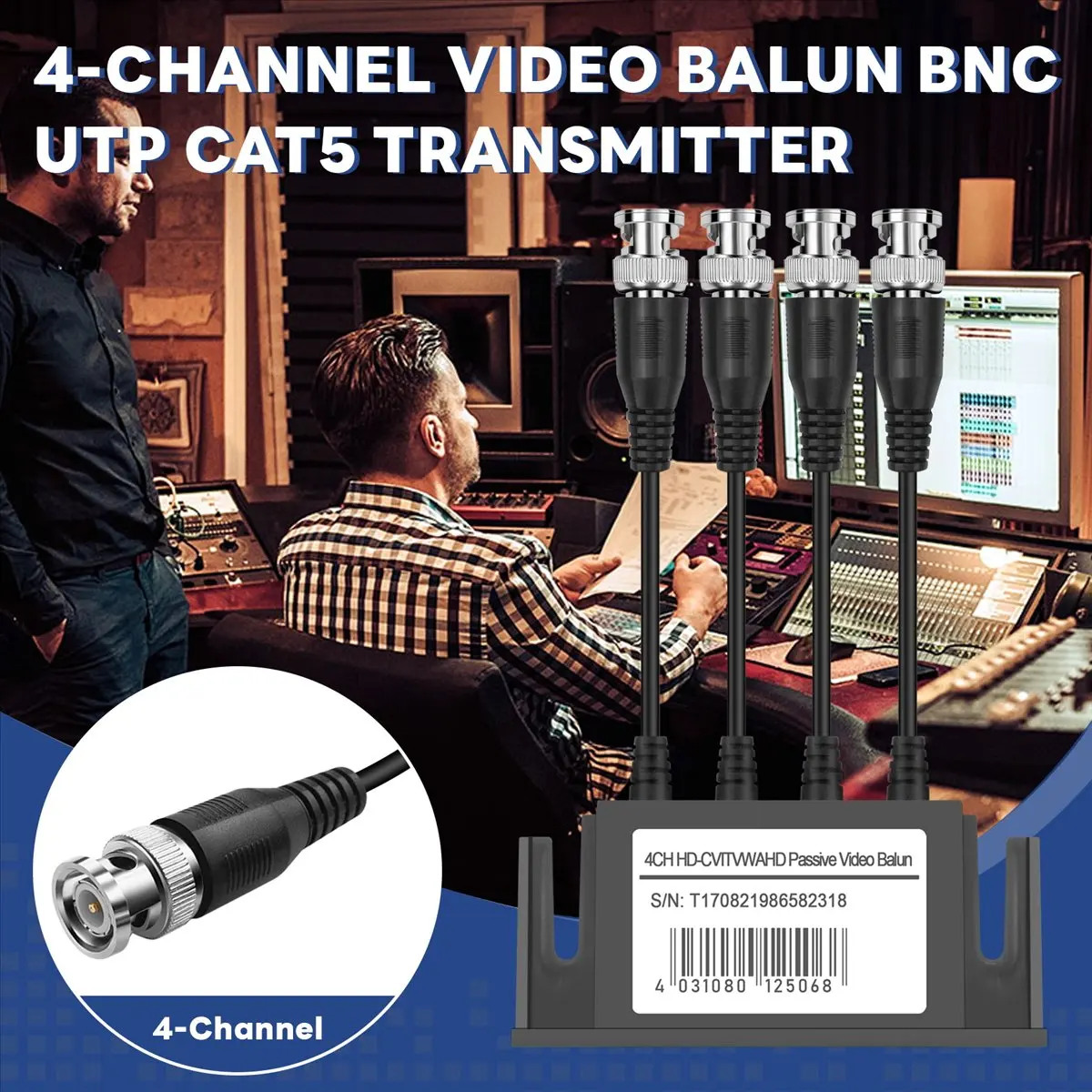 A49T 4-Channel Video Balun BNC UTP CAT5 Transmitter for CCTV/ Surveillance Camera Trend