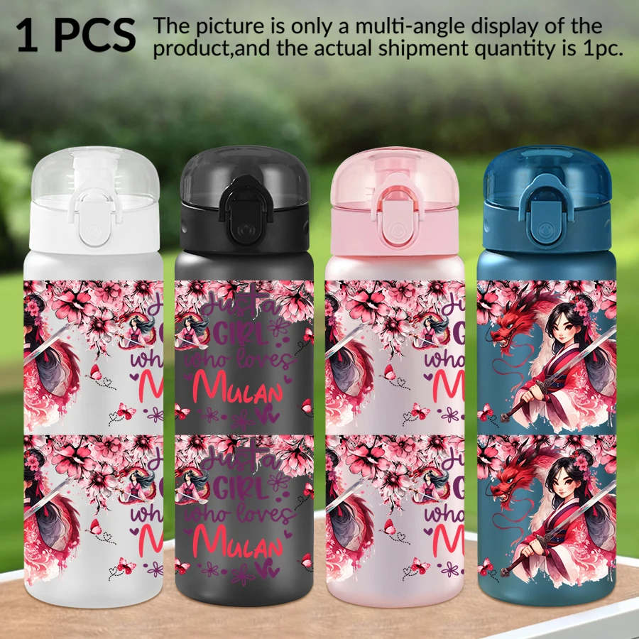 

1Pc Disney Flowers/Mulan/Motif 26oz Plastic Water Bottle sports cup as Birthday/Back to School Gift