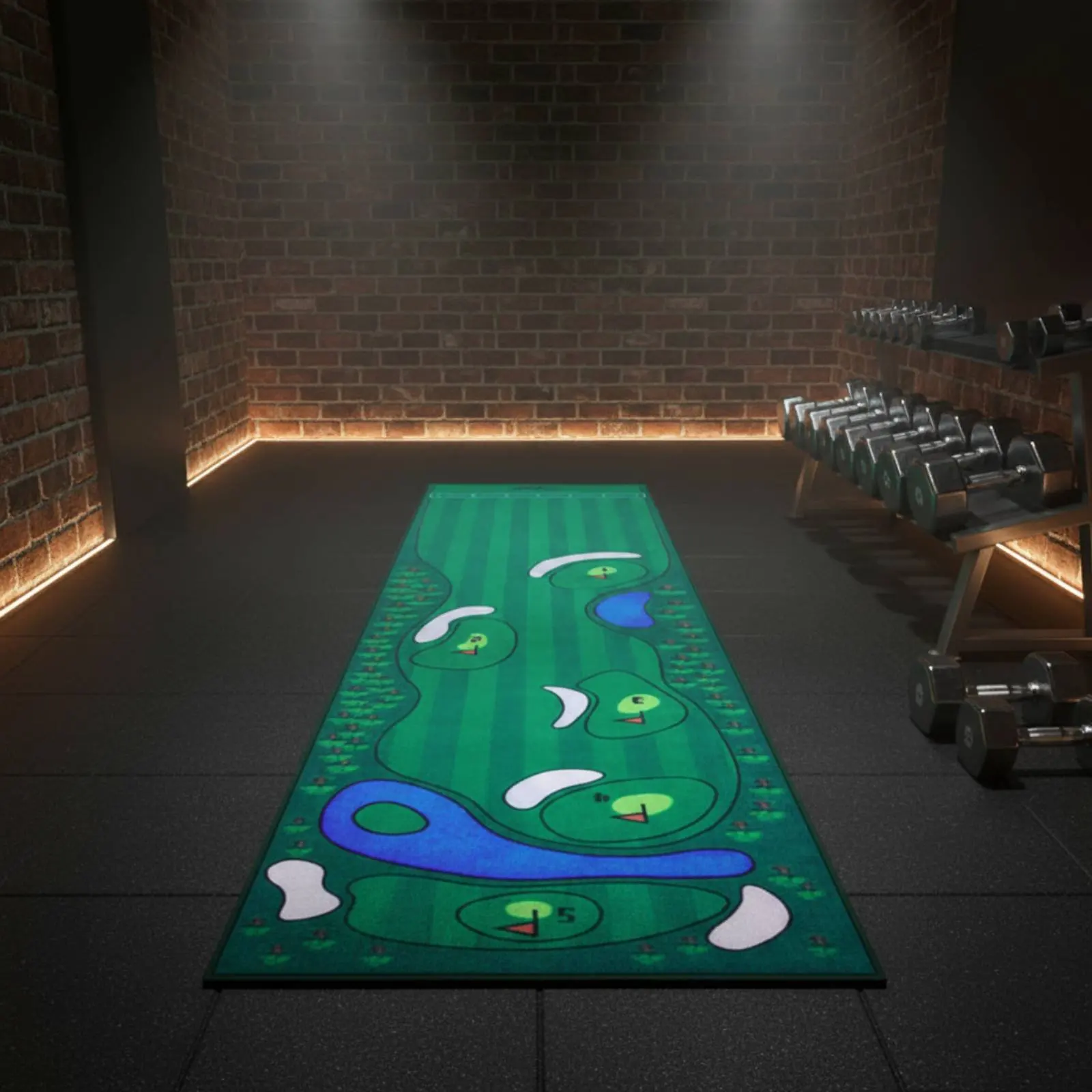 

Коврик для паттинга для помещений с противоскользящим основанием, портативный тренировочный коврик для паттинга с встроенными препятствиями, спортивное оборудование для офиса