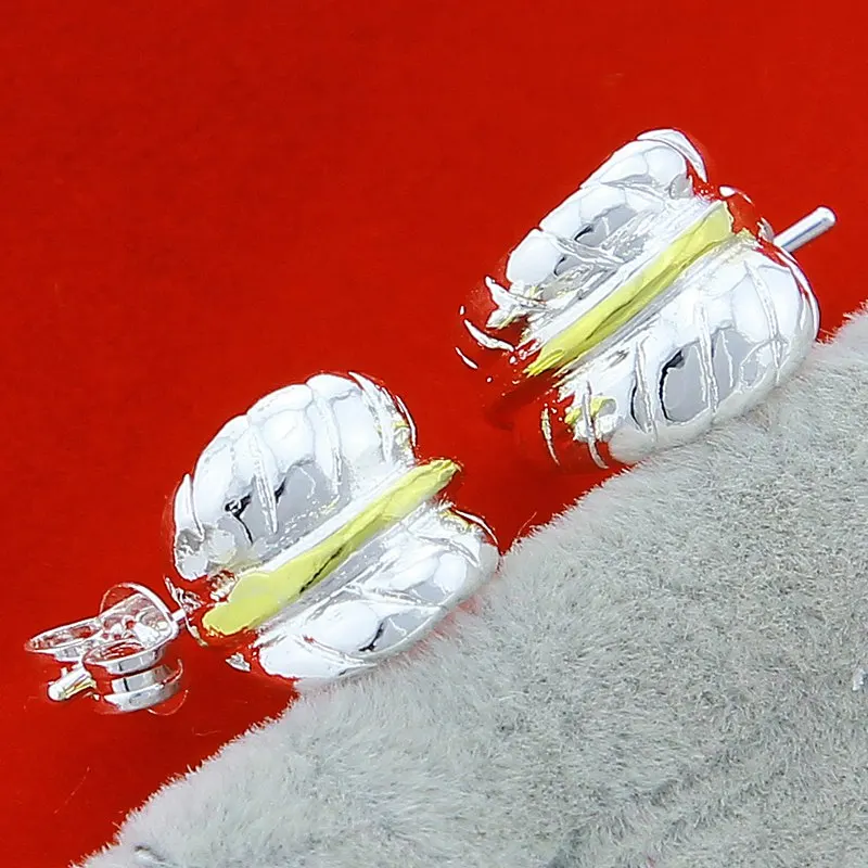 

925 Sterling Silver Gold Feather Stud Earrings For Woman Wedding Engagement Fashion Party Charm Jewelry
