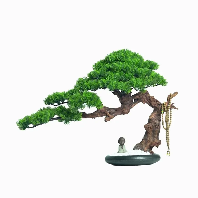 

Simulation welcome pine bonsai decoration living room porch desktop hotel Zen model display cabinet soft furnishings