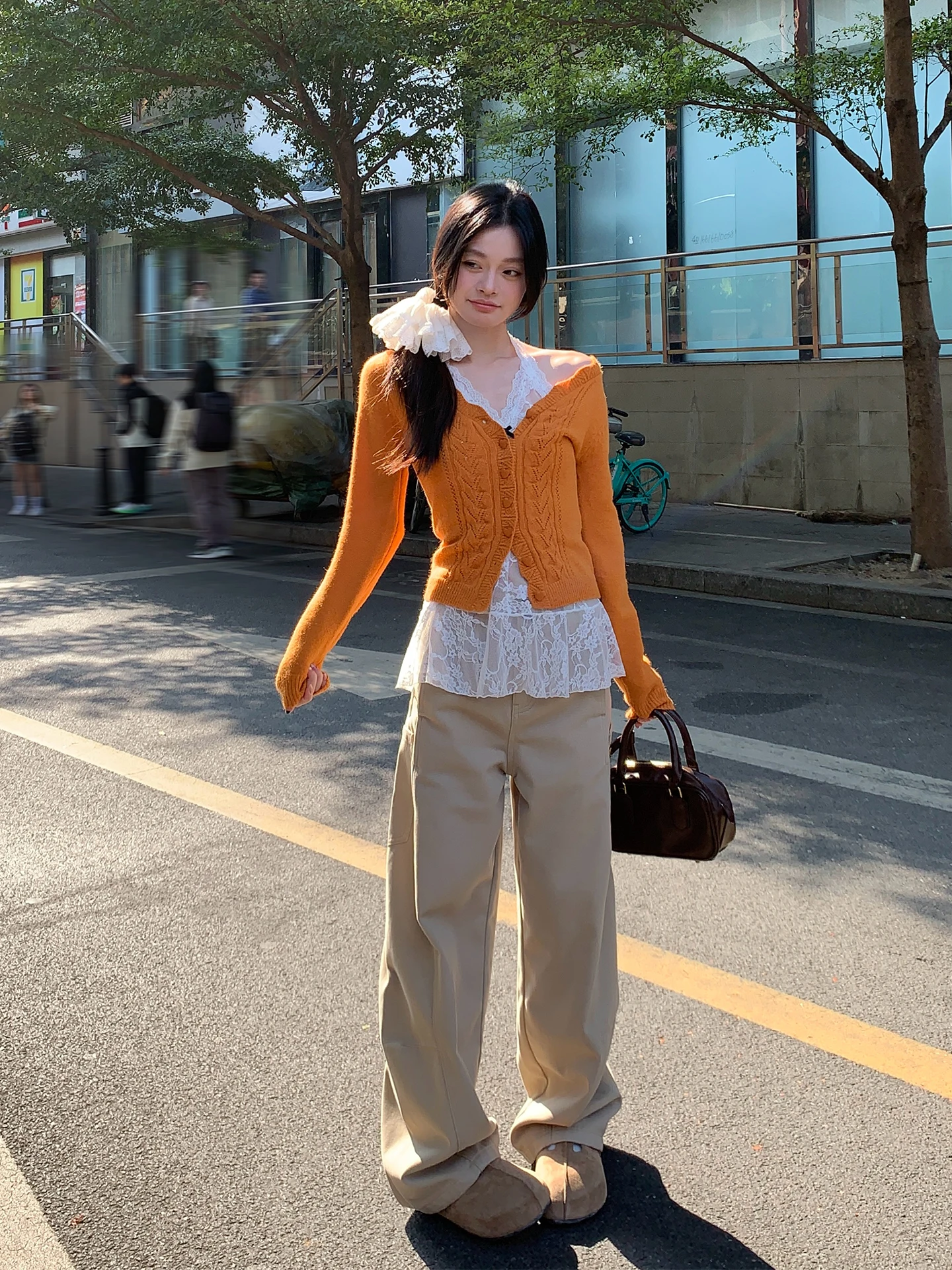 

i Color Multi-ket Work Pants Waed Cotton Loose Wide Leg Casual Trousers for Women Spring New Sle Versatile Loose Fit