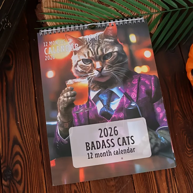

2026 Badass Cats Wall Calendar Year Personal Time Management Schedule Planner For Organizing To-Do List Planning Goal Schedule
