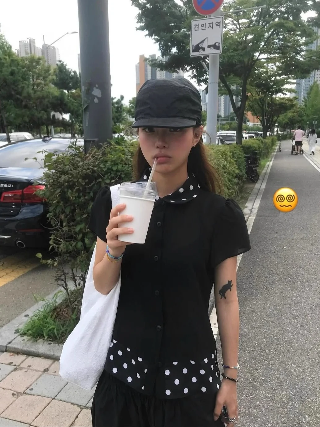 Retro Polka Dot Doll Collar Splice Me Slimming Casual ort Sve irt Top Women SEI Unique Straight Cut Color Blo irt