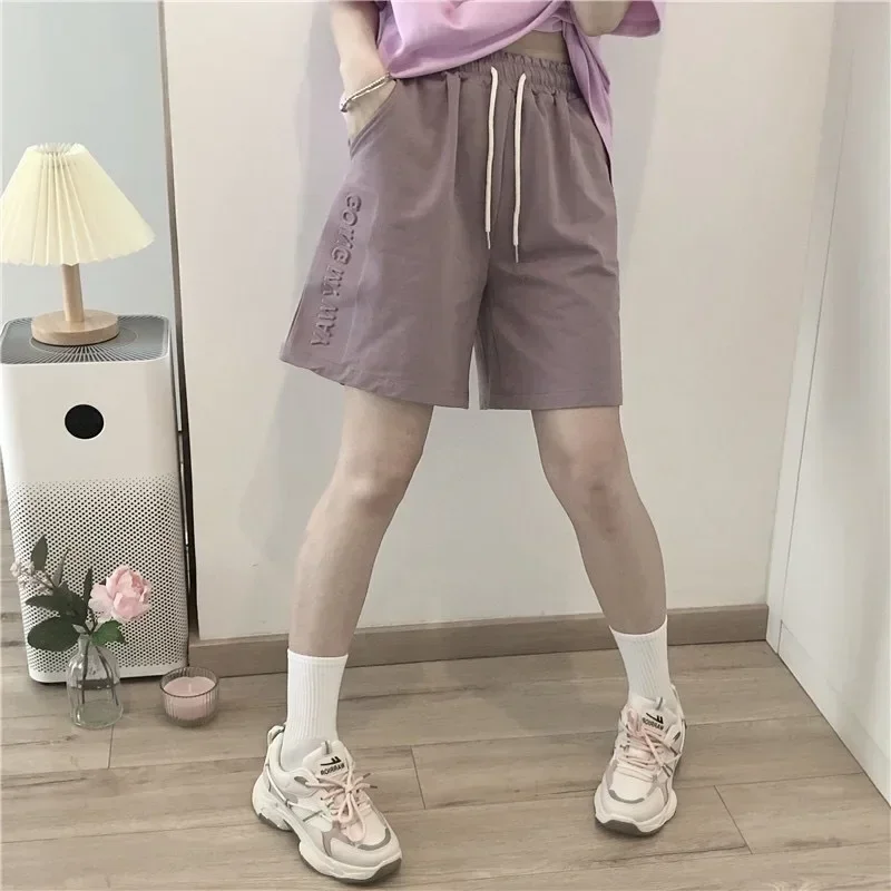 Korean Version of the Sports Shorts Female Summer Trend Students Loose Versatile Wide-Legged Trousers Casual Five-Minute Trouser