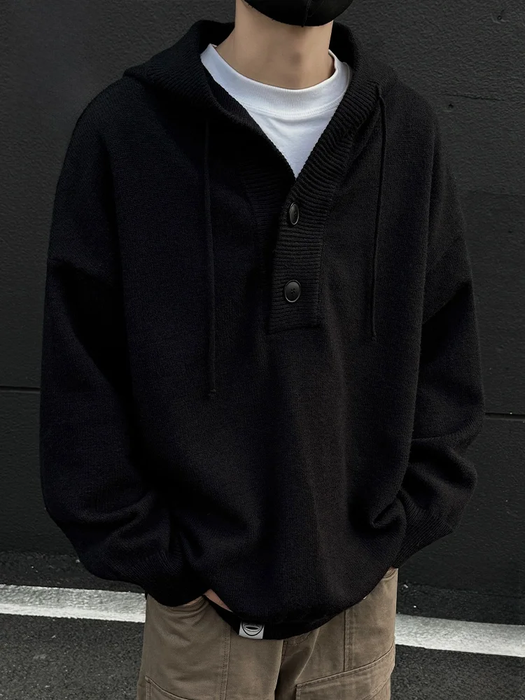 

PaulFrank Loose Casual Knitted Hoodie Men's Bla Sweatirt Couple Sle Fall Season Thiened Warm Polyester Blend