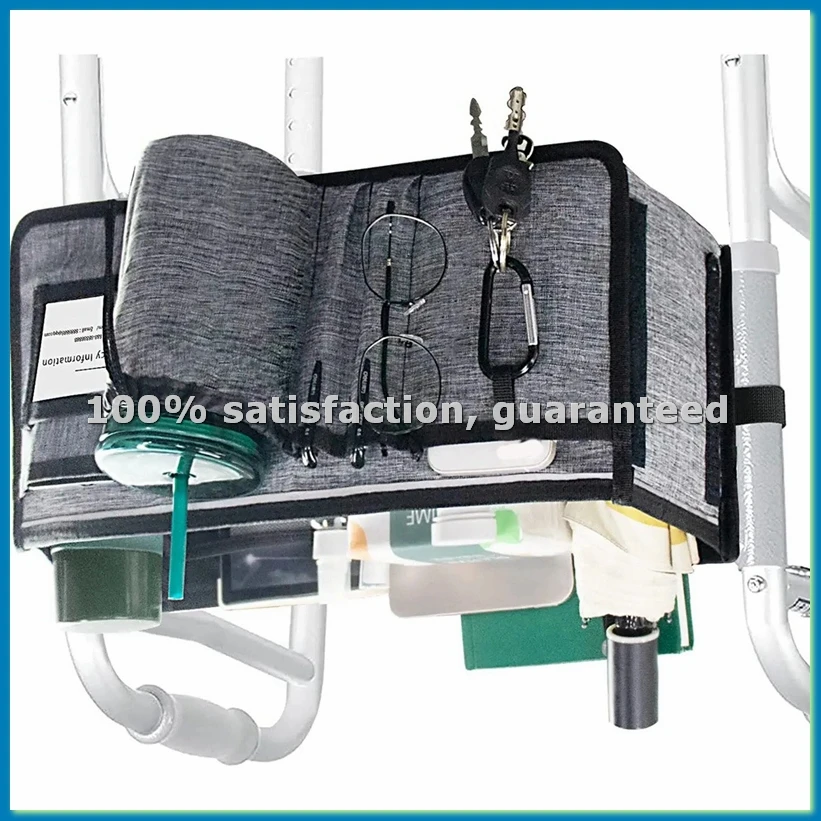 Basket for Walker Ravmix Walker Accessories Bag with Cup Holder Walker Basket for Folding Walker Hands-Free Storage Bag-AT35
