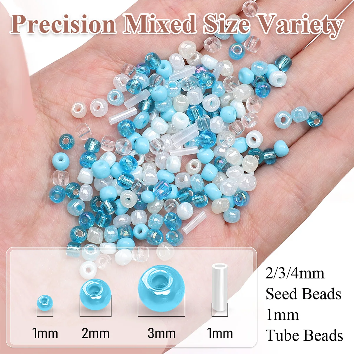 24 Grid Mixed Size Glass Seed & Tube Beads Set, 2/3/4mm Pastel Creamy Jewelry Making Kit for DIY Bracelet Necklace Craft Gift view 3