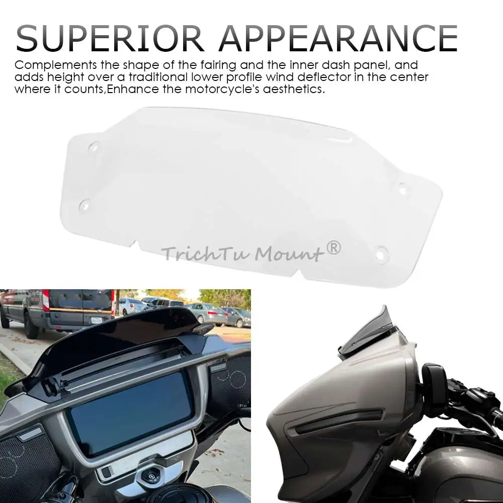 Motorcycle 7inch Front Windshield Fairing Clear Wind Deflector Windscreen Cover For Harley Touring CVO Street Glide 2023 2024